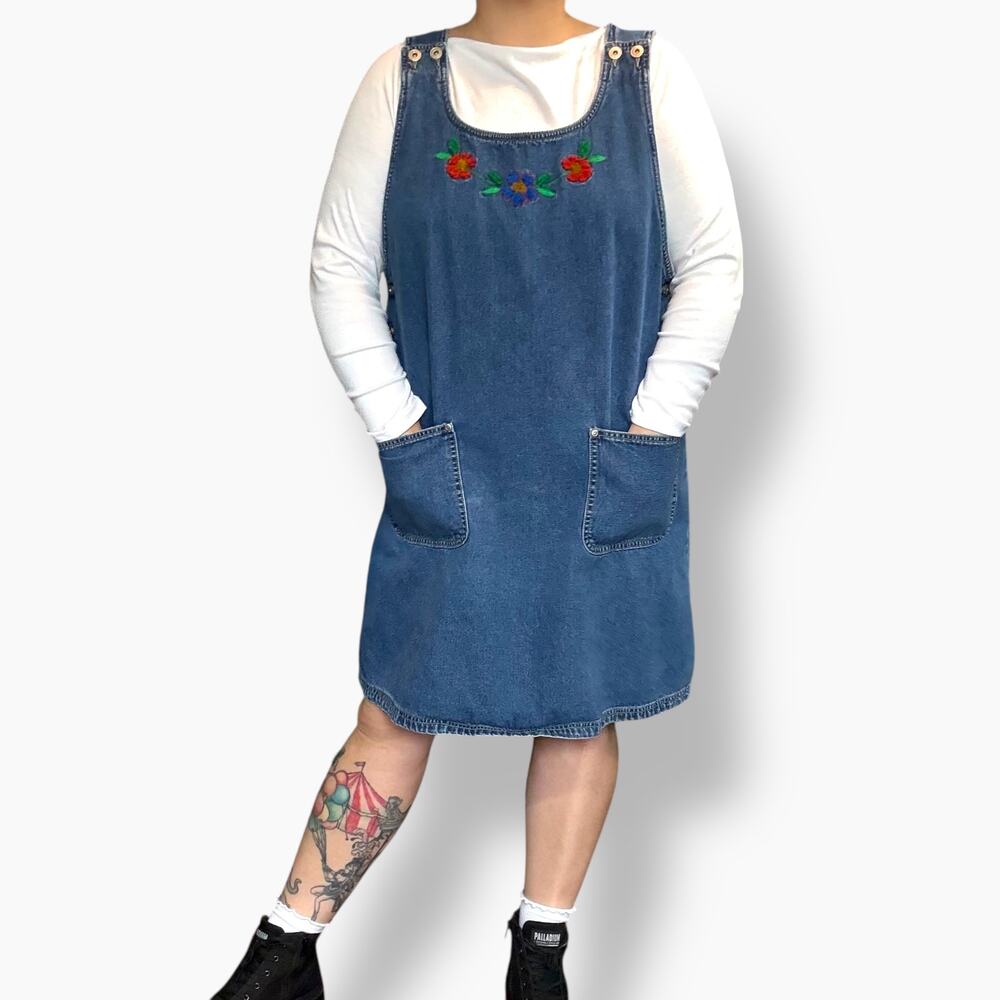 J.L NY Woman denim overall apron dress size 2x